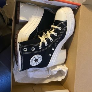 Brand new in the box Black & white Heeled converse